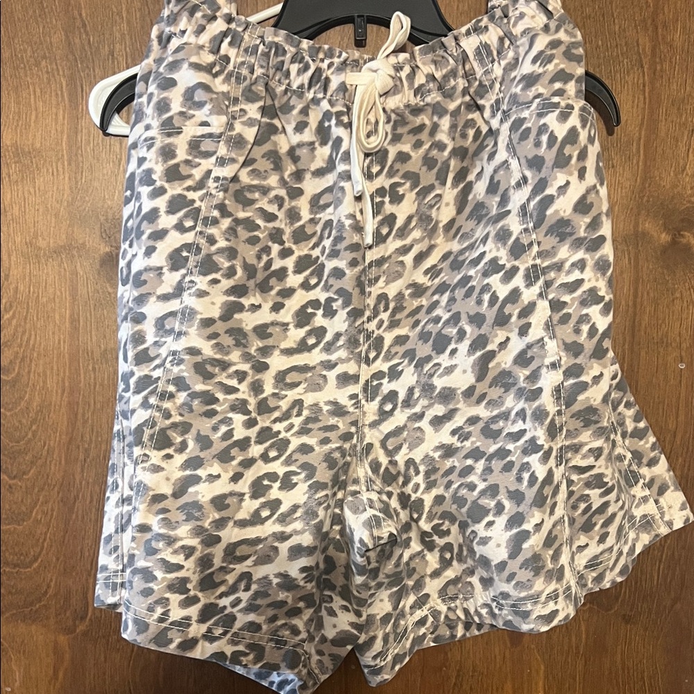 Aerie Animal Print Shorts with Cream Drawstring